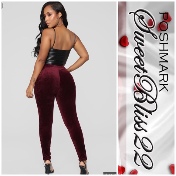 💋Merlot Velour Leggings💋 - Picture 3 of 4